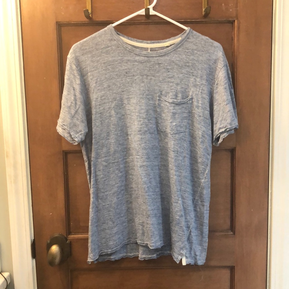 Rag and Bone Linen Front Pocket Short Sleeve Top